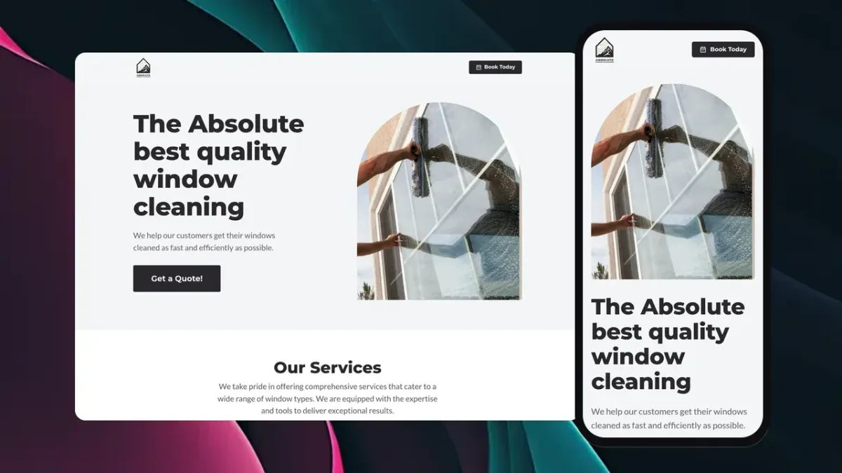 Absolute Window Cleaning website on a laptop and a phone