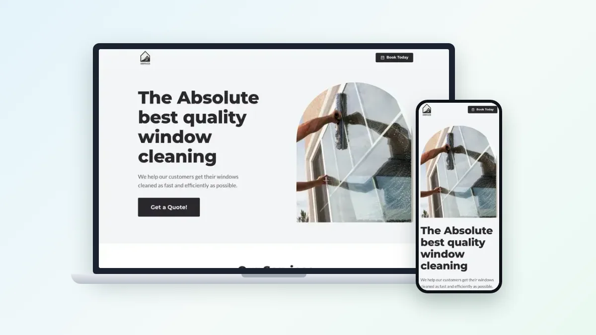 Absolute Window Cleaning website on a laptop and a phone