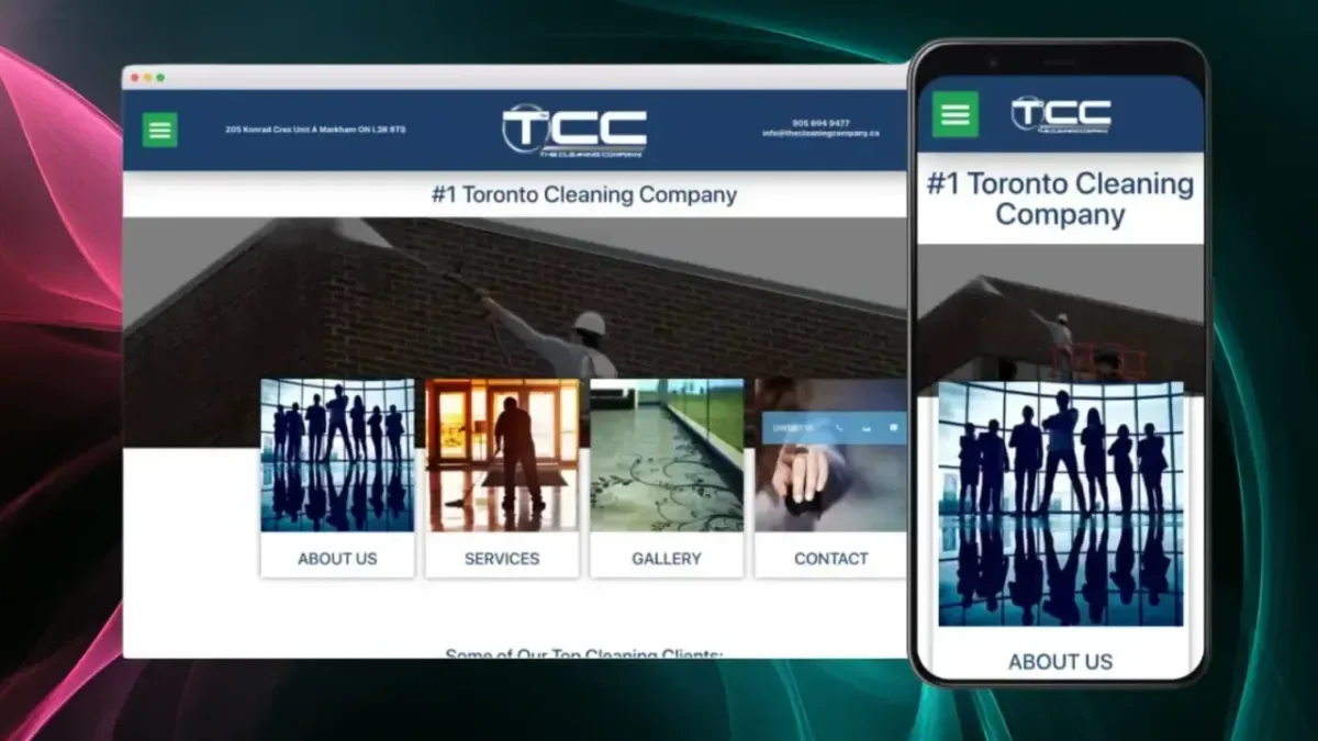 The Cleaning Company website on a laptop and a phone