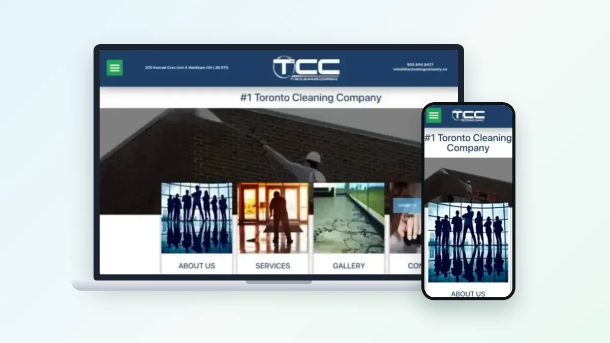 The Cleaning Company website on a laptop and a phone